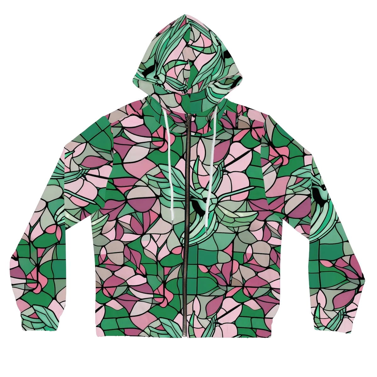 Jade Hummingbird on Women's Full-Zip Hoodie — Front