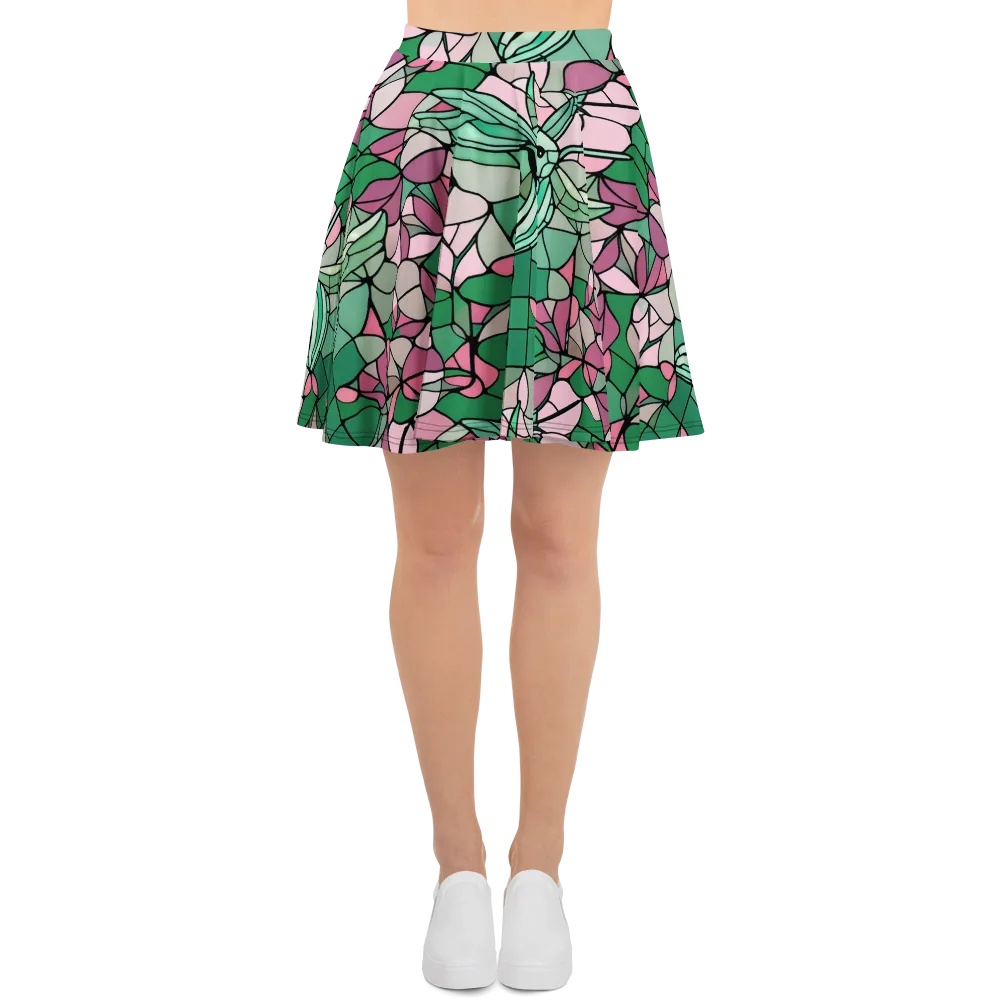 Jade Hummingbird on Skater Skirt — Front