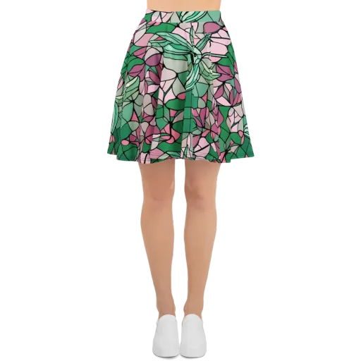 Jade Hummingbird on a Skater Skirt