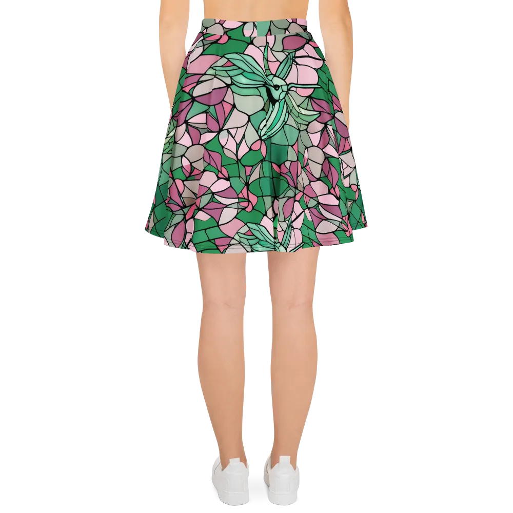 Jade Hummingbird on Skater Skirt — Back