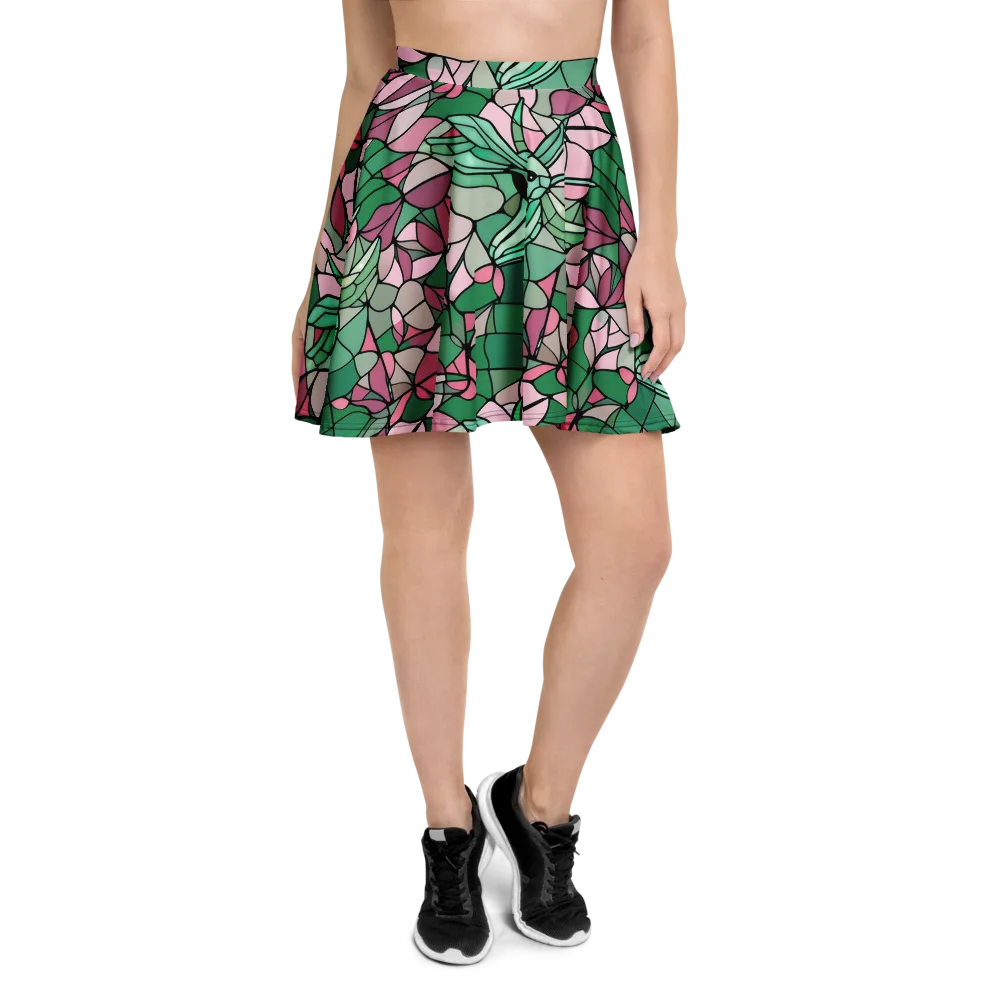 Jade Hummingbird on Skater Skirt — Front