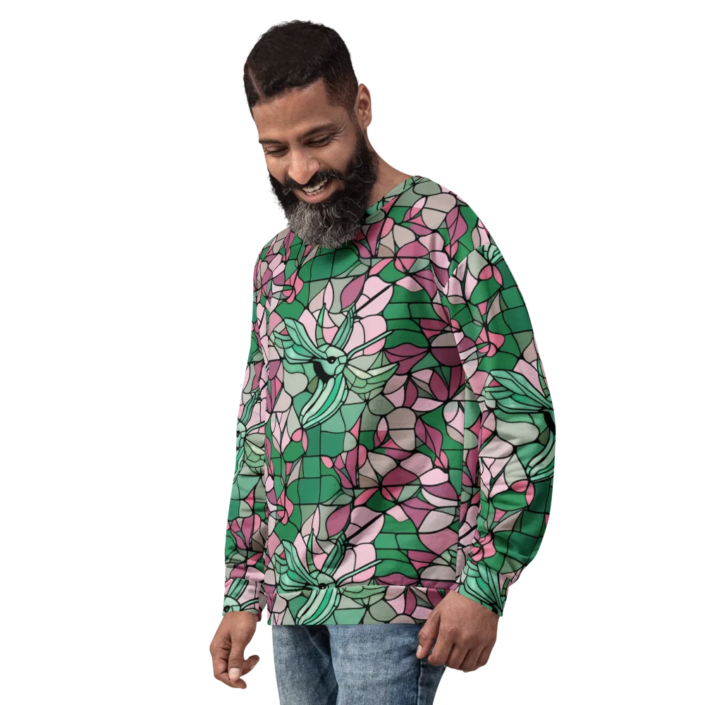 Jade Hummingbird on Sweatshirt — Left Front