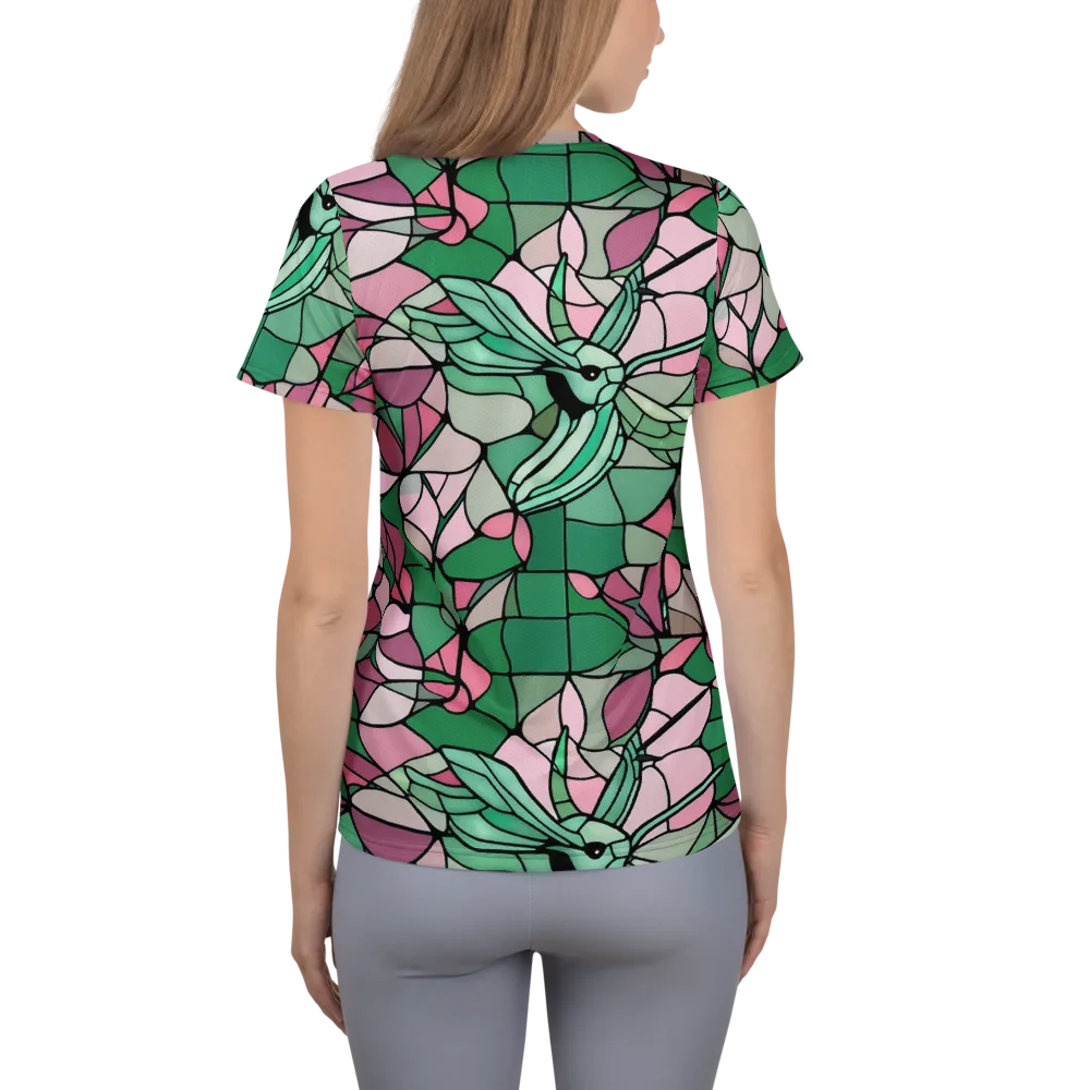 Jade Hummingbird on Women's Athletic T-Shirt — Back