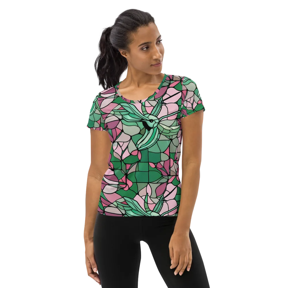 Jade Hummingbird on Women's Athletic T-Shirt — Front