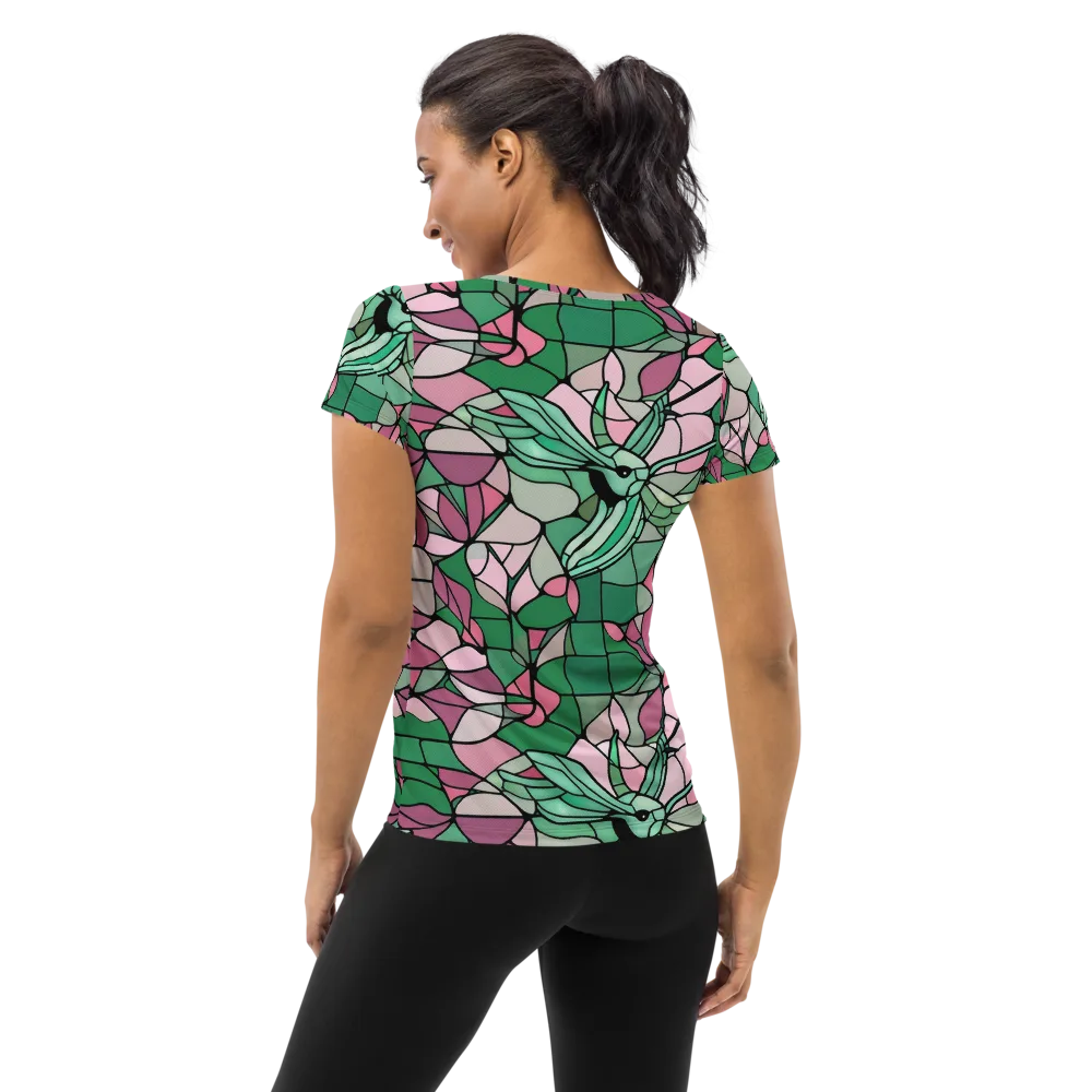 Jade Hummingbird on Women's Athletic T-Shirt — Back