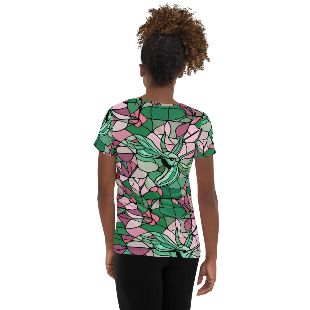 Jade Hummingbird on Women's Athletic T-Shirt — Back