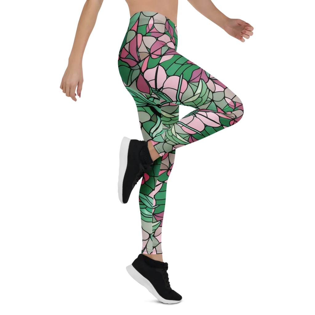 Jade Hummingbird on Leggings — Right