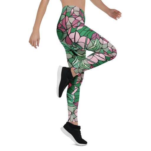 Jade Hummingbird on a Leggings