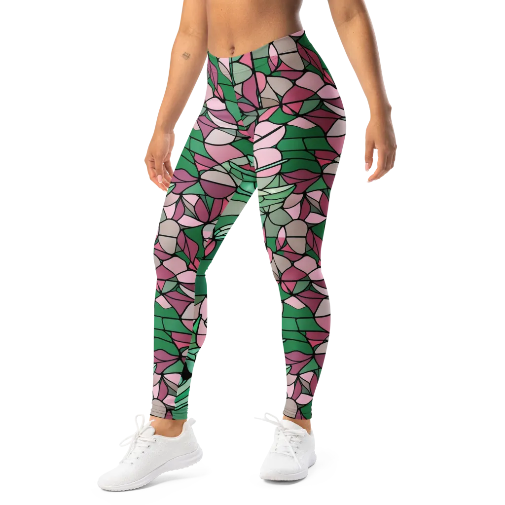 Jade Hummingbird on Leggings — Left Front
