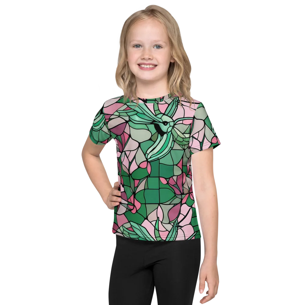 Jade Hummingbird on Kids Crew Neck T-Shirt — Front