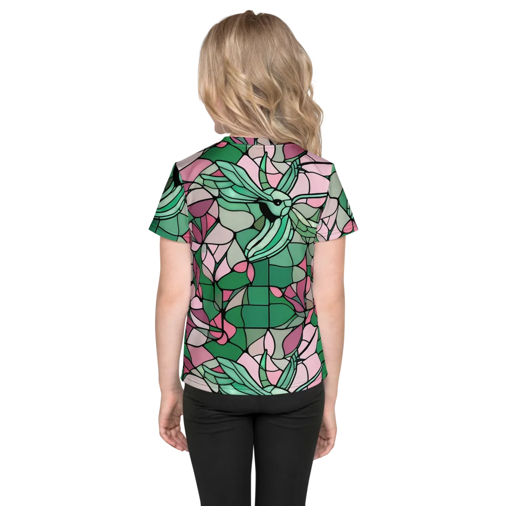 Jade Hummingbird on Kids Crew Neck T-Shirt — Back