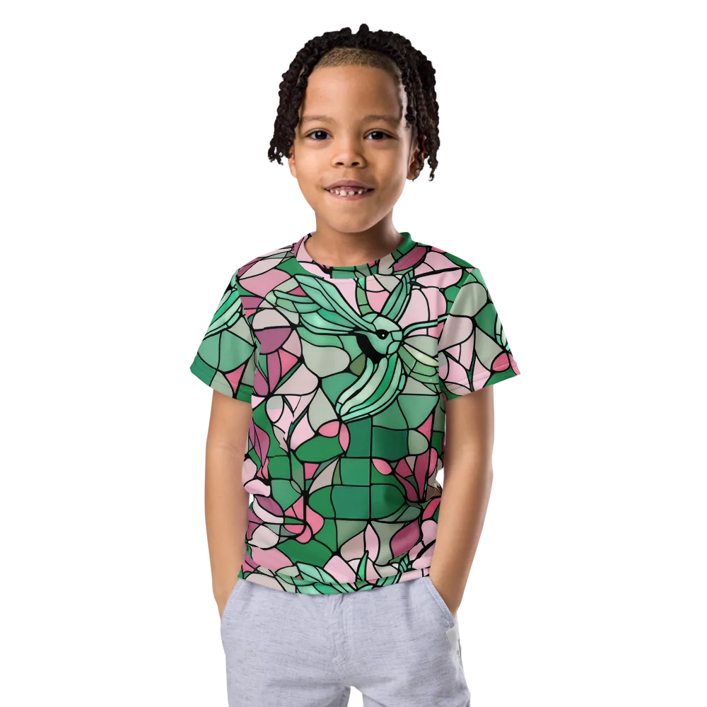 Jade Hummingbird on Kids Crew Neck T-Shirt — Front