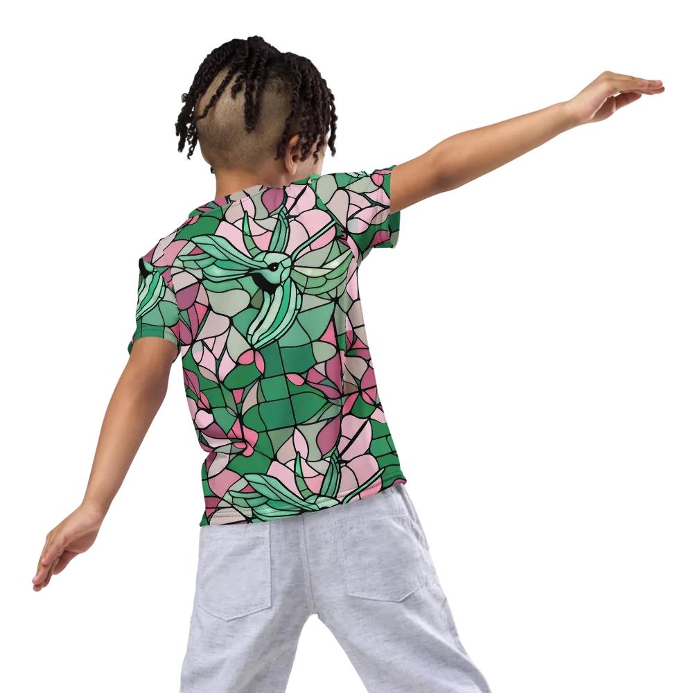 Jade Hummingbird on Kids Crew Neck T-Shirt — Back