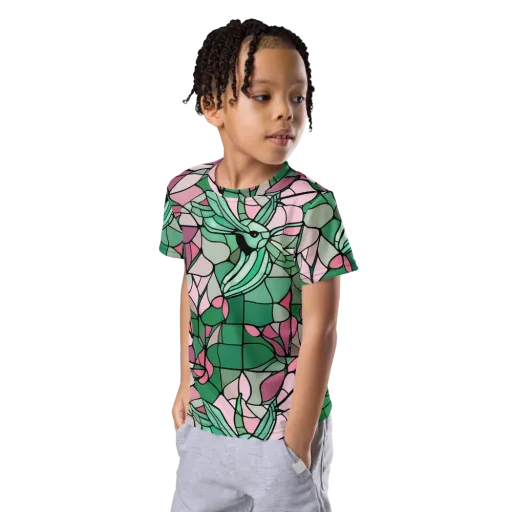 Jade Hummingbird on a Kids Crew Neck T-Shirt
