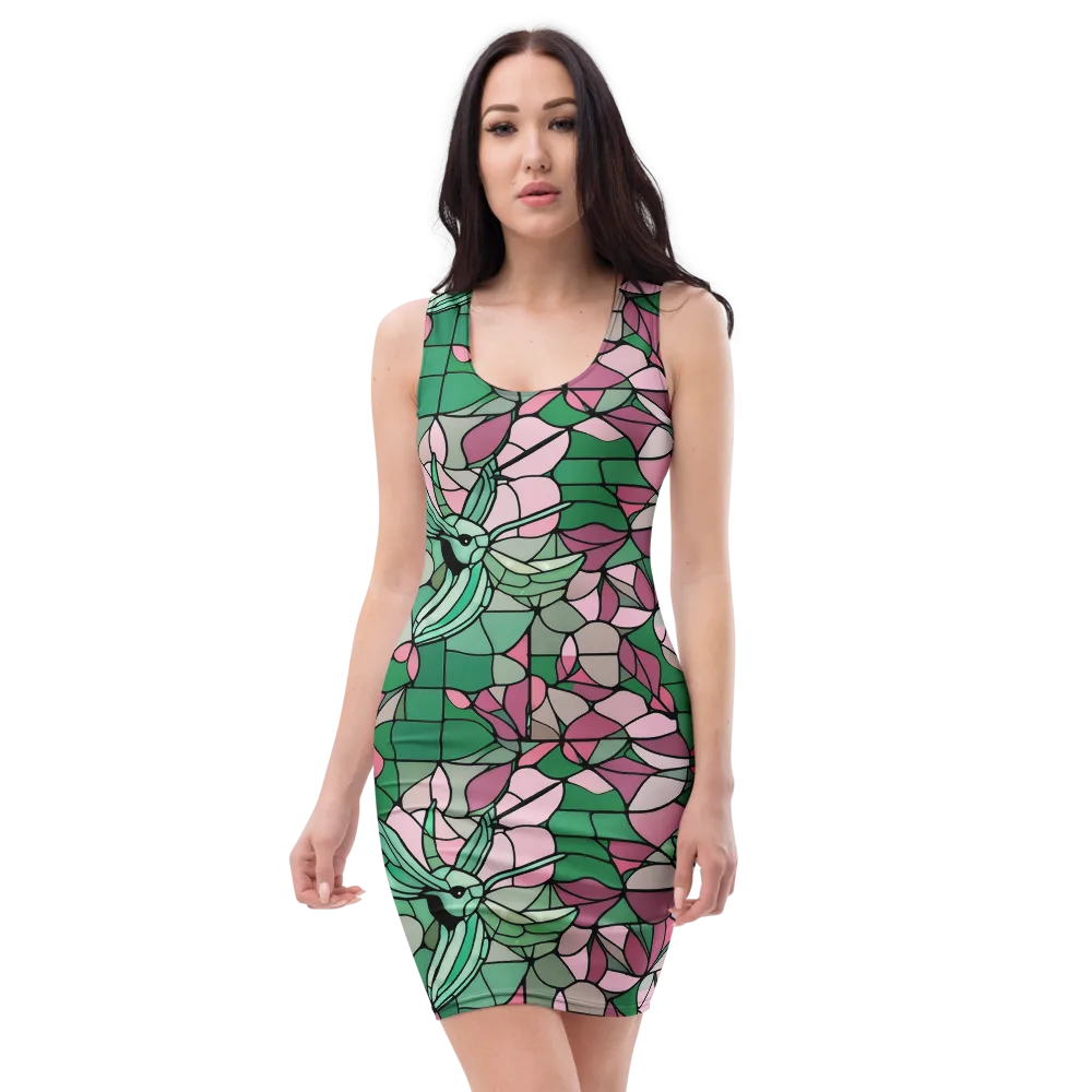 Jade Hummingbird on Bodycon Dress — Front