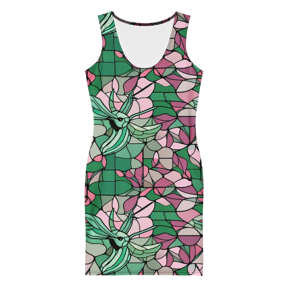 Jade Hummingbird on Bodycon Dress — Front