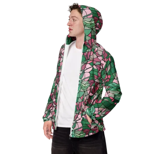 Jade Hummingbird on a Men's Windbreaker