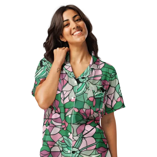 Jade Hummingbird on a Women's Short Sleeve Pajama Top