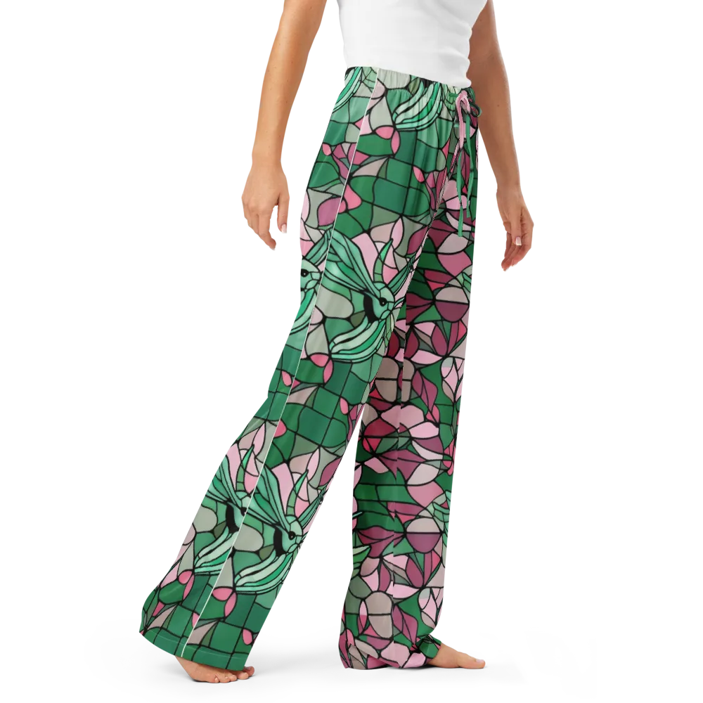 Jade Hummingbird on Women's Pajama Pants — Right Front