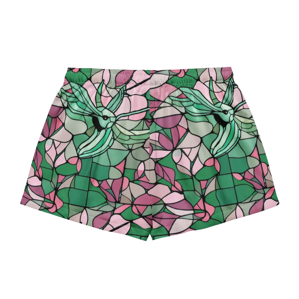 Jade Hummingbird on Women's Pajama Shorts — Back