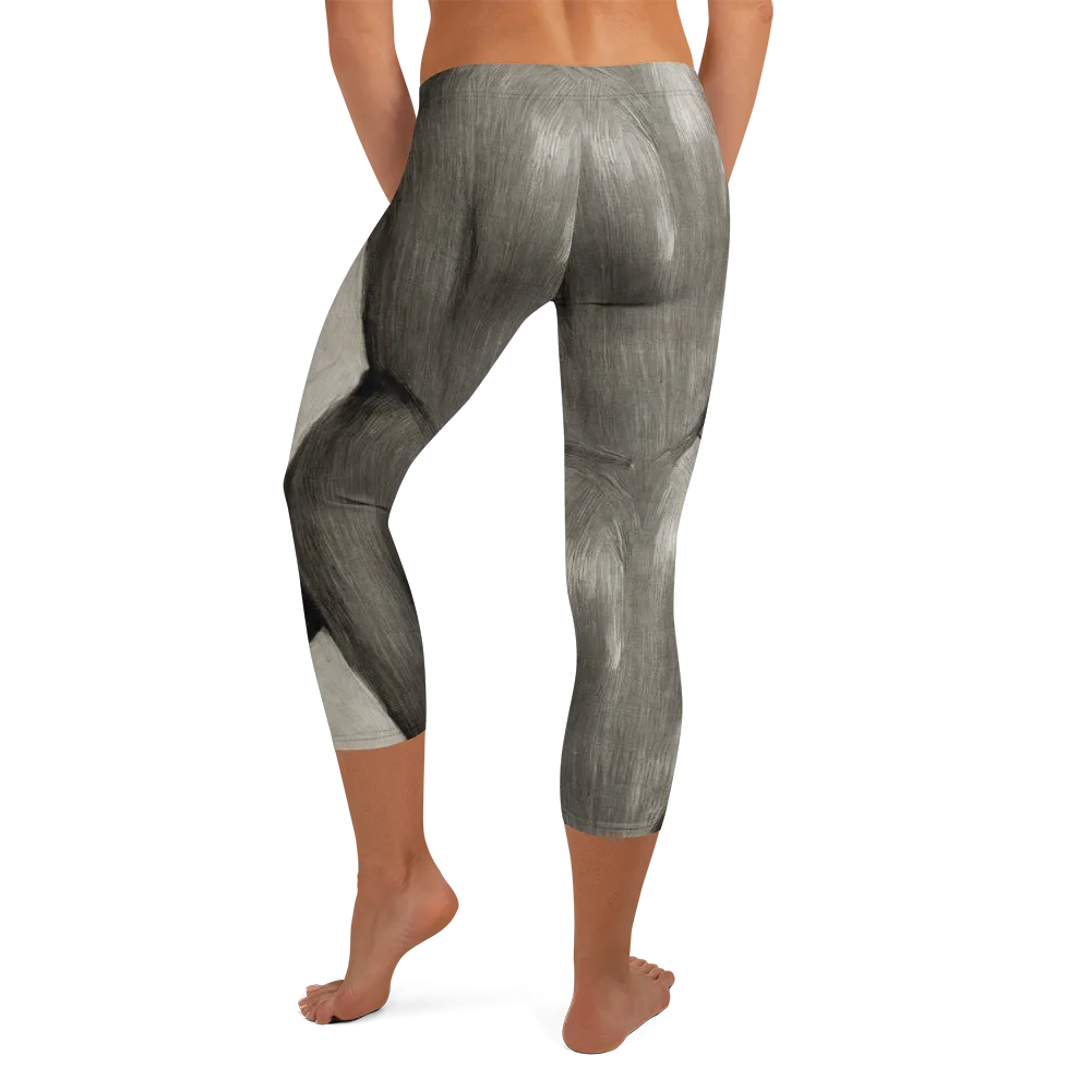 Charcoal Petal on Capri Leggings — Back
