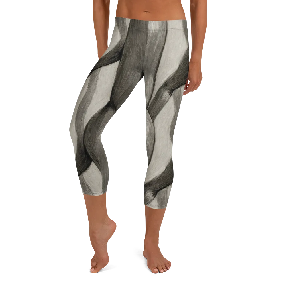 Charcoal Petal on Capri Leggings — Front