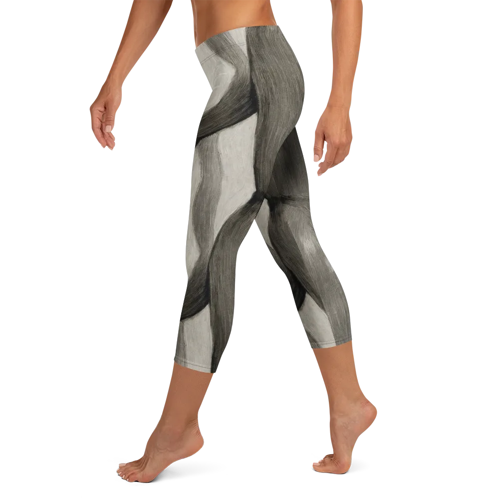 Charcoal Petal on Capri Leggings — Left