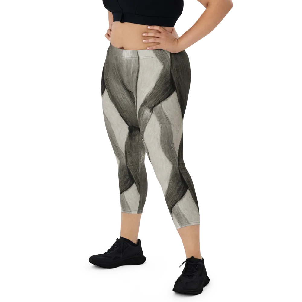 Charcoal Petal on Capri Leggings — Front