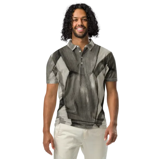 Charcoal Petal on a Men's Slim Fit Polo Shirt
