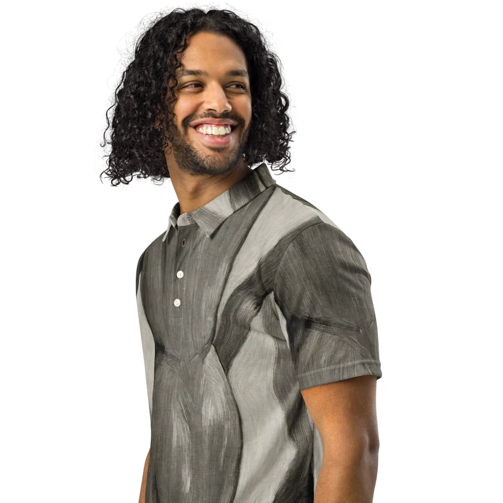 Charcoal Petal on Men's Slim Fit Polo Shirt — Left Front