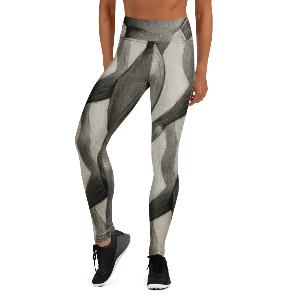Charcoal Petal on Yoga Leggings — Front