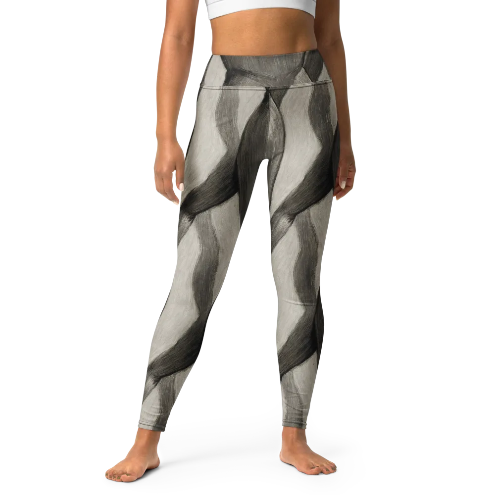 Charcoal Petal on Yoga Leggings — Front