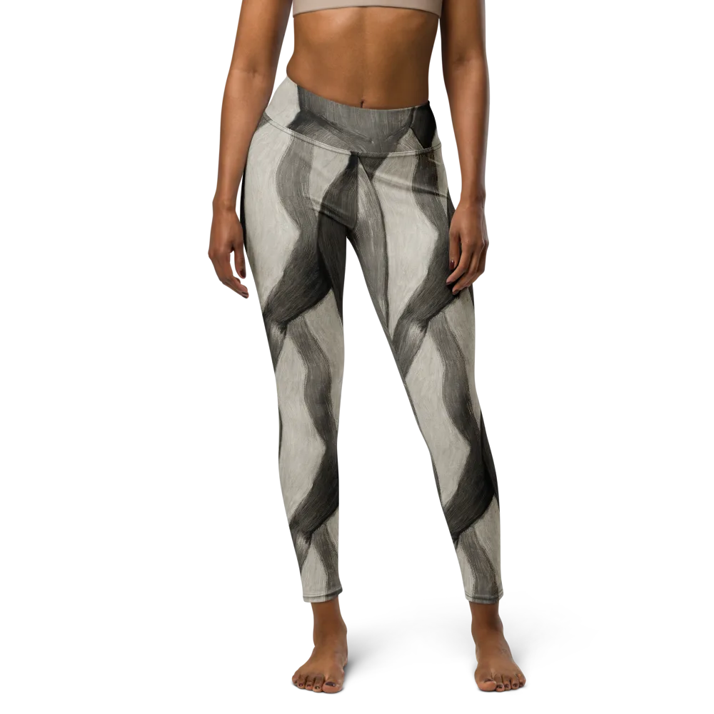 Charcoal Petal on Yoga Leggings — Front