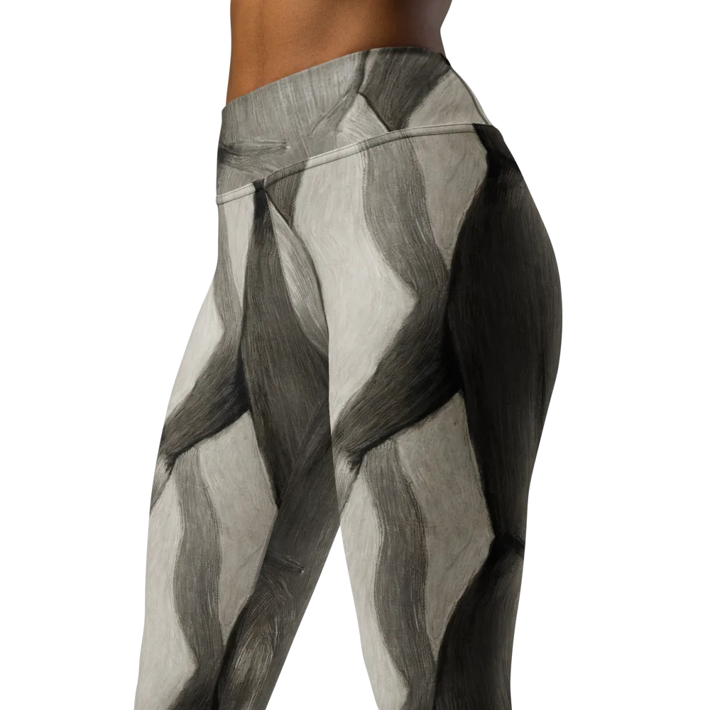 Charcoal Petal on Yoga Leggings — Left Front