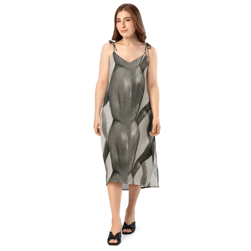 Charcoal Petal on Slip Dress — Front