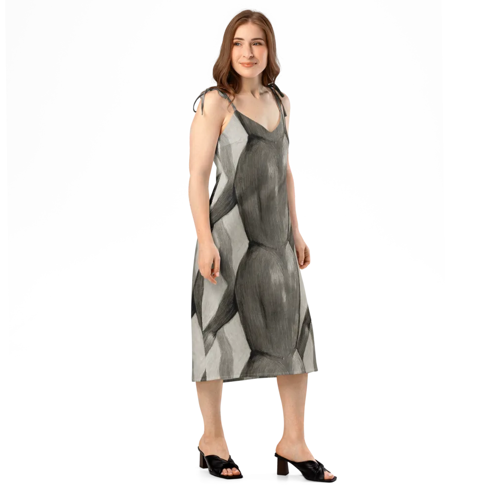 Charcoal Petal on Slip Dress — Right Front
