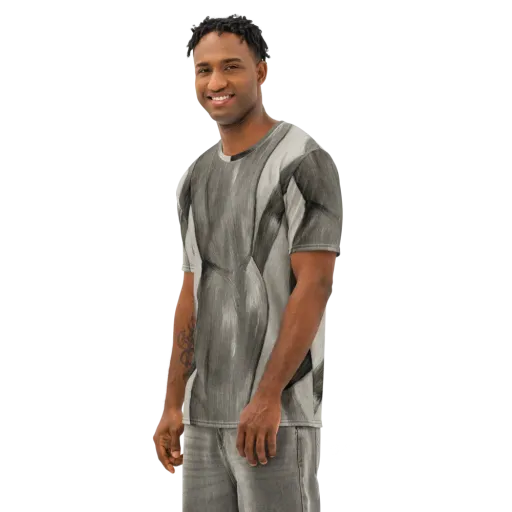 Charcoal Petal on a Men's Cotton Crew Neck T-Shirt