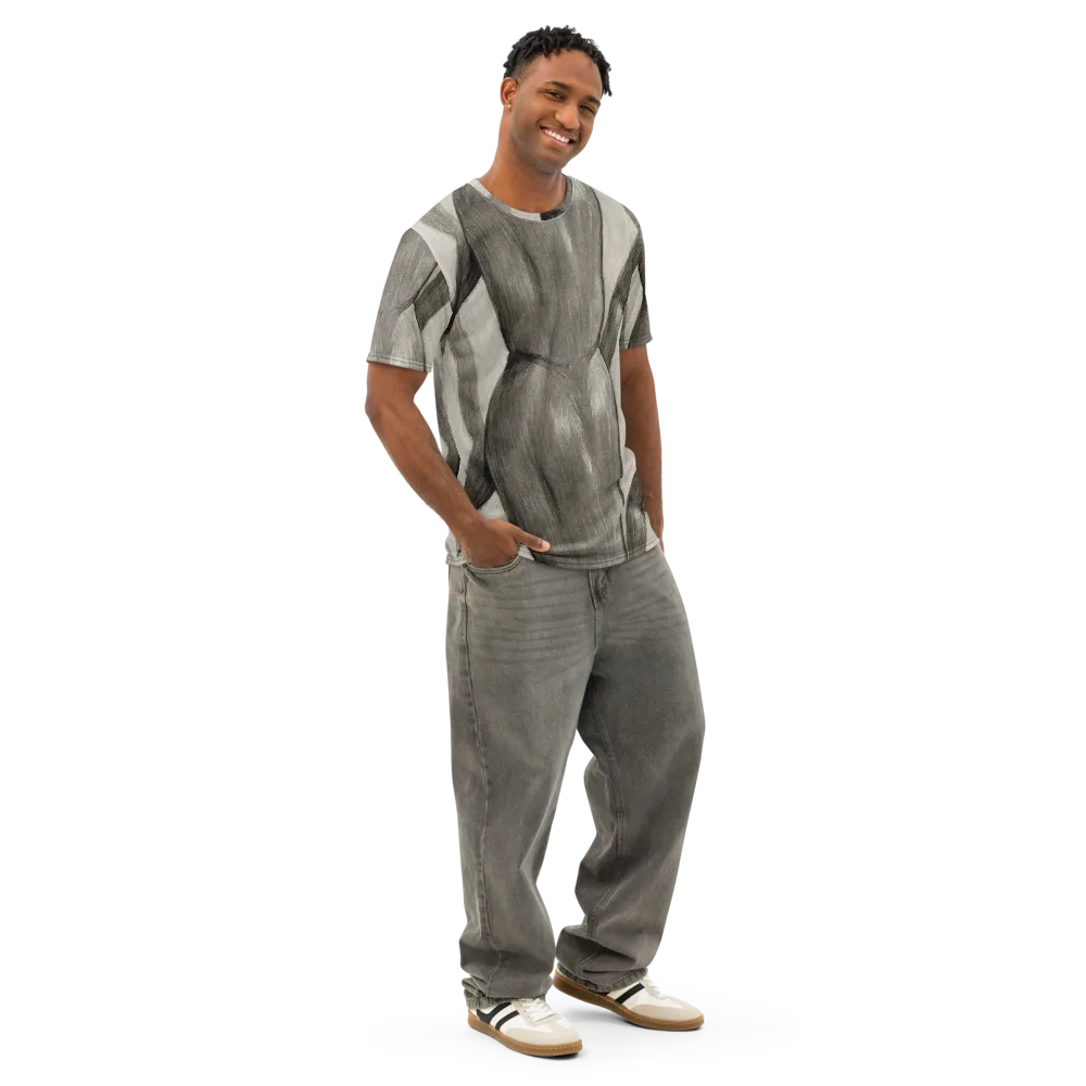 Charcoal Petal on Men's Cotton Crew Neck T-Shirt — Right Front