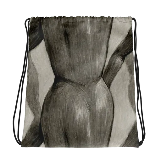 Charcoal Petal on a Drawstring Bag