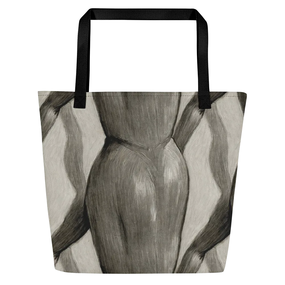 Charcoal Petal on Large Tote Bag W/ Pocket — Front