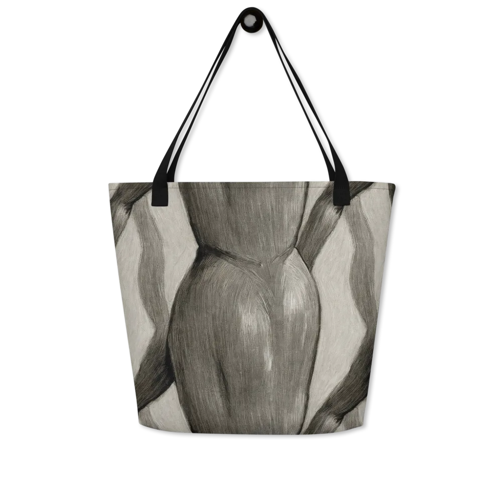 Charcoal Petal on Large Tote Bag W/ Pocket — Front