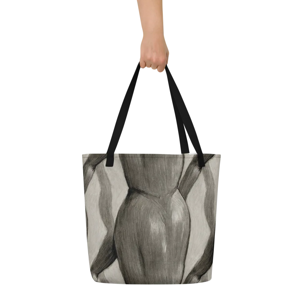 Charcoal Petal on Large Tote Bag W/ Pocket — Front