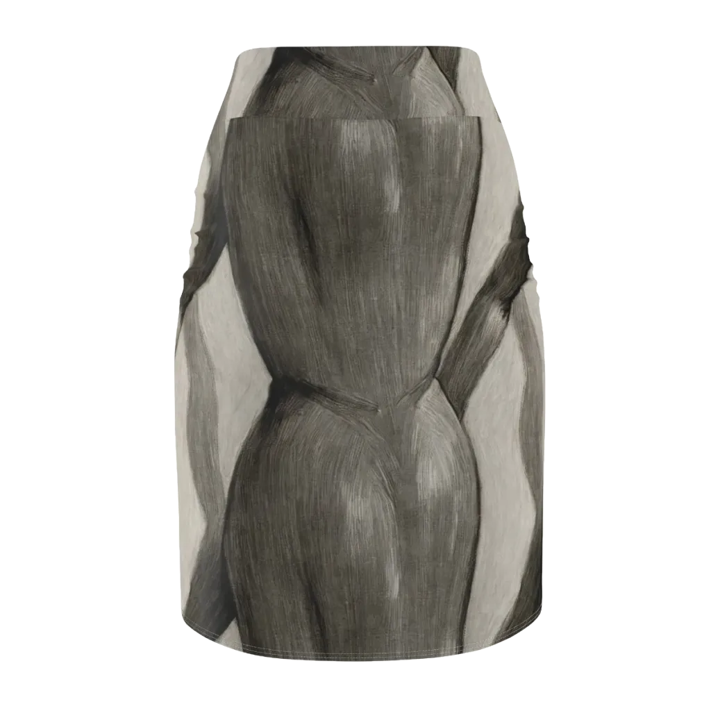 Charcoal Petal on Pencil Skirt — Back