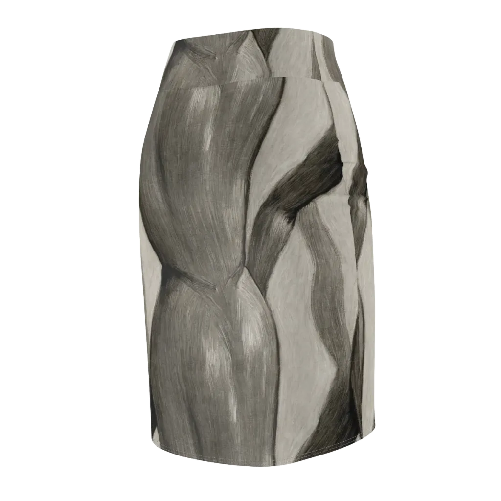 Charcoal Petal on Pencil Skirt — Back Side