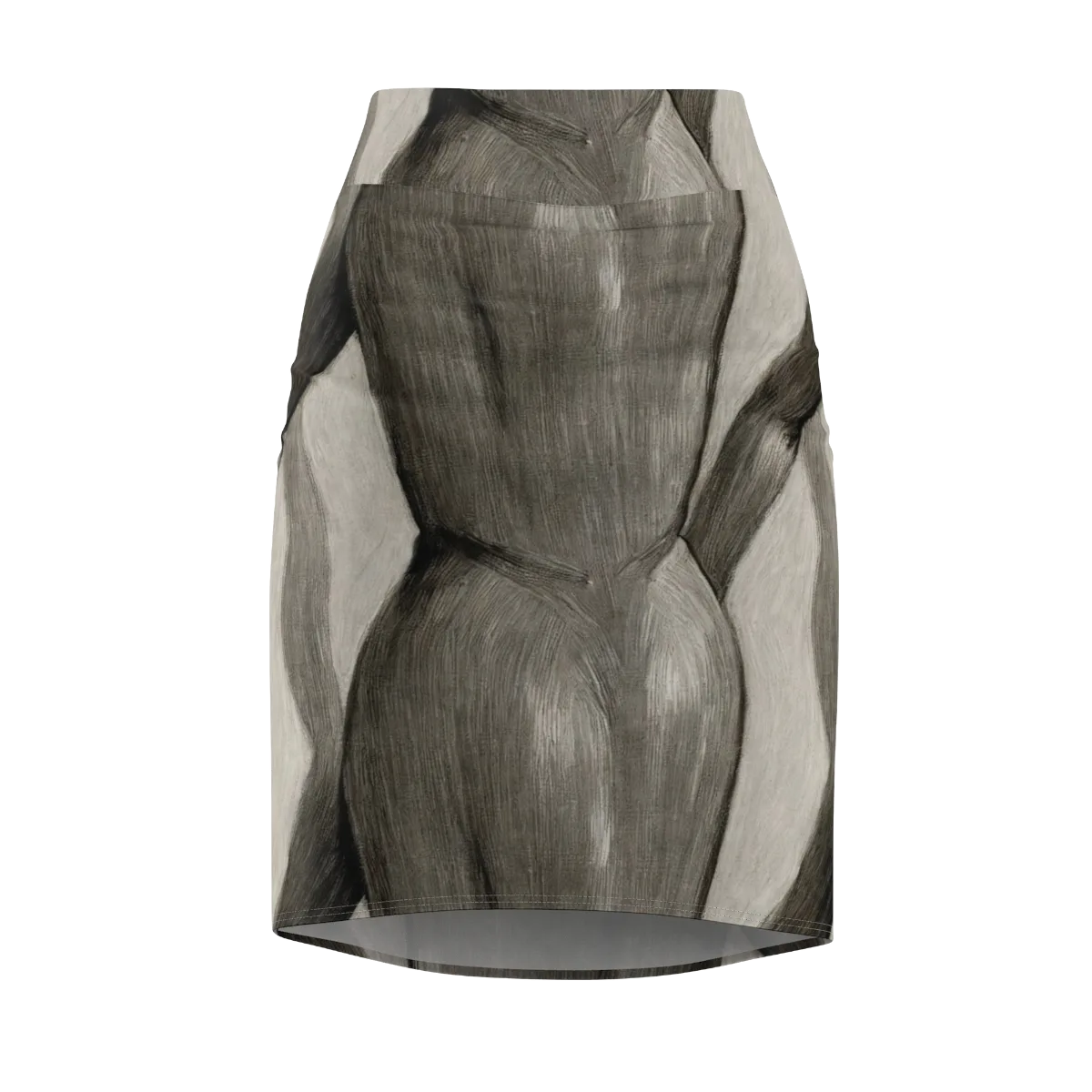 Charcoal Petal on Pencil Skirt — Front