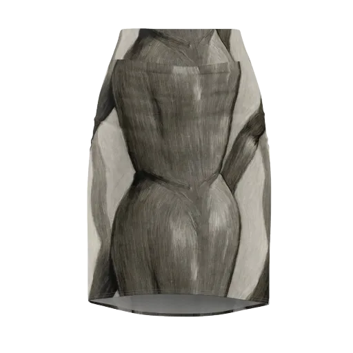 Charcoal Petal on a Pencil Skirt