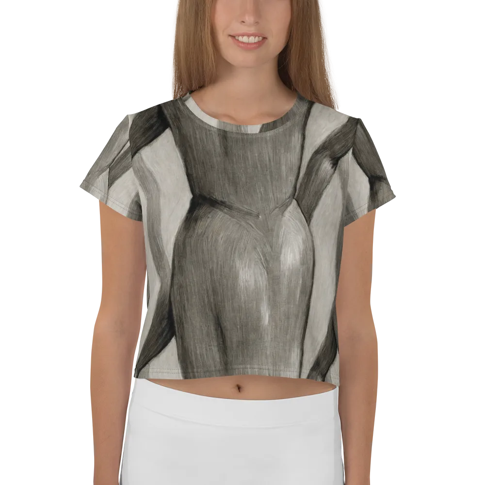 Charcoal Petal on Crop Tee — Front