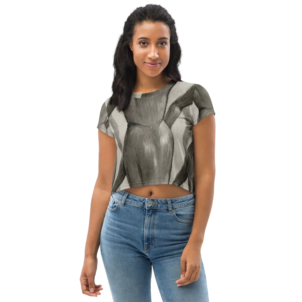 Charcoal Petal on Crop Tee — Front