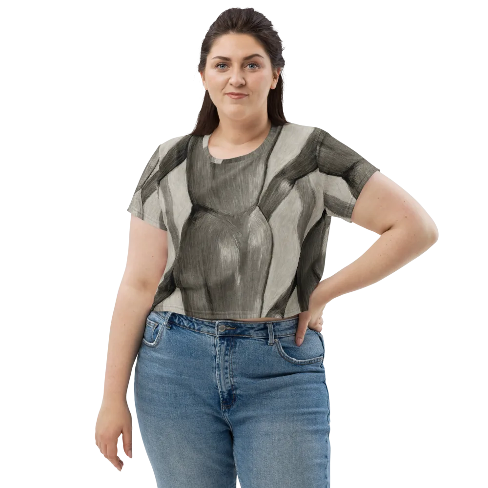 Charcoal Petal on Crop Tee — Front