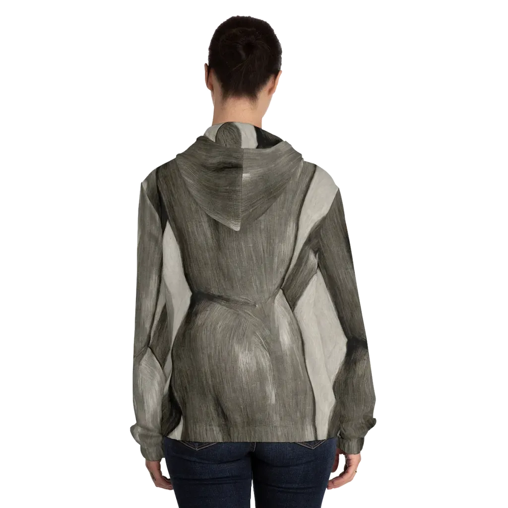 Charcoal Petal on Women's Full-Zip Hoodie — Back On Person